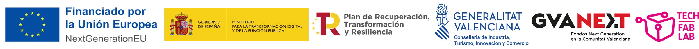 Financiado por la Uni&oacute;n Europea NextGenerationEU &middot; Gobierno de Espa&ntilde;a &middot; Plan de Recuperaci&oacute;n, Transformaci&oacute;n y Resiliencia &middot; Generalitat Valenciana &middot; GVA Next &middot; TechFabLab